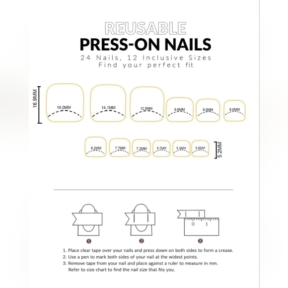 Nwt 48pcs Blue Gray Manicure & Pedicure Premium Press On Nails - Picture 8 of 13